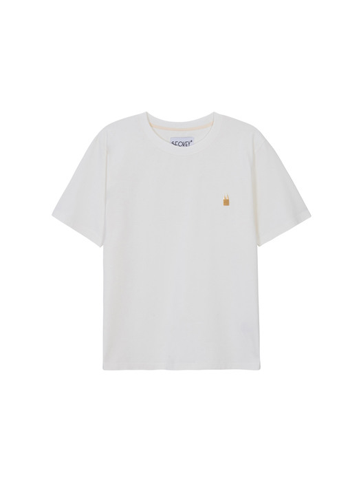 21S/S 패드록 시그니처 반팔 티셔츠(크림)(남녀공용)