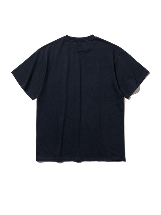 Flower drawing Over fit T-shirt [NAVY]