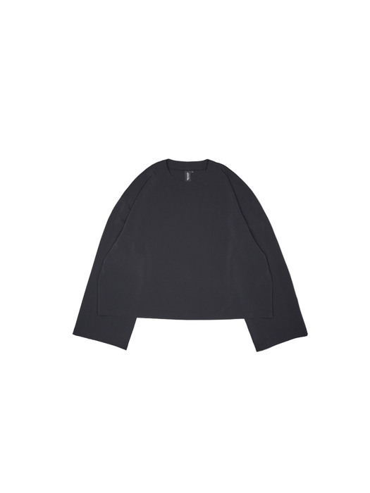 Cropped Wide Sleeve Pullover_black