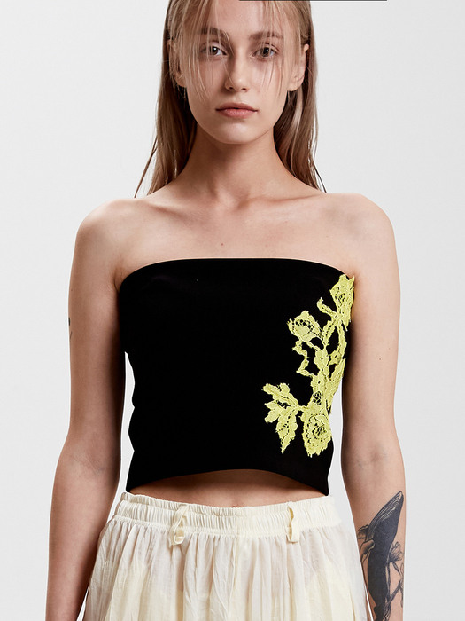 flower patch tube top - BK
