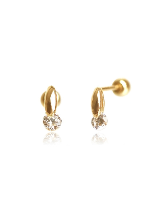 [순금58.8%]TKG_012 Leaf line cubic Piercing 14k 골드귀걸이