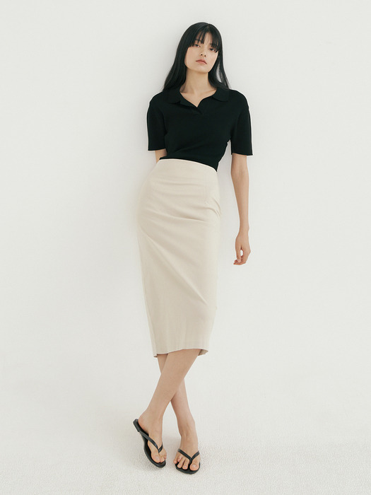 FSK LINEN BACK SLIT SKIRT (6COLORS)