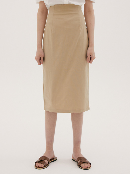 FSK LINEN BACK SLIT SKIRT (6COLORS)