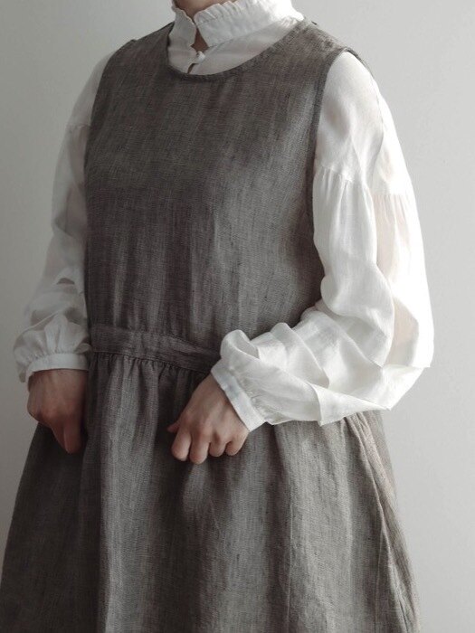 [Euro Linen100%]Pure linen whasher antic dresses -3color