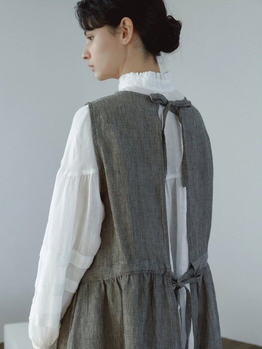 [Euro Linen100%]Pure linen whasher antic dresses -3color