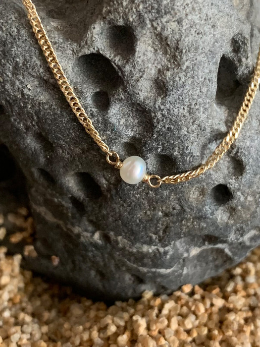 14k gold choker pearl necklace