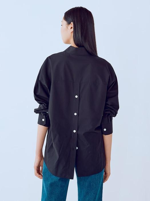 Back Button Semi Overfit Shirts  Black (KE1860M025)
