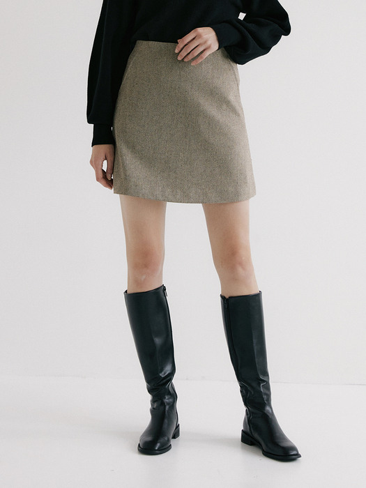 comos552 herringbone mini skirt (beige)