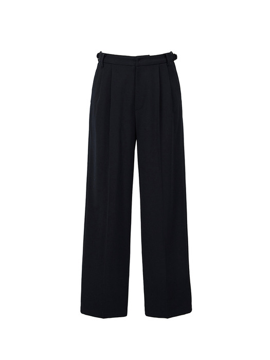 SIDE ADJUSTABLE TWO PLEATED TROUSERS / NAVY