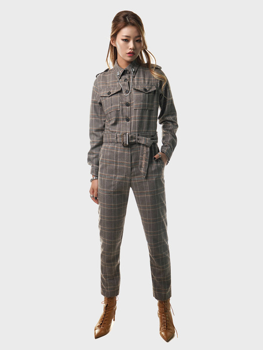 Wales Check Belted Jumpsuit(UNISEX)_UTP-FJ05 