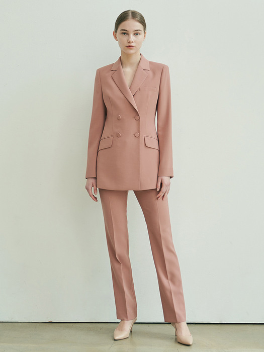 MID-RISE STRAIGHT PANTS-CORAL BROWN