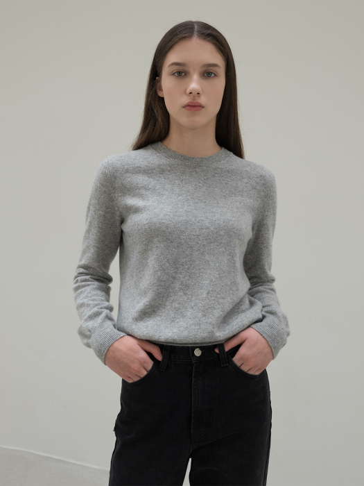 Cashmere Round Knit (Melange Gray)