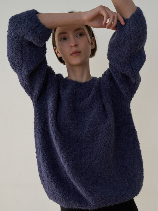 Boucle Loose Fit Pullover - Blue