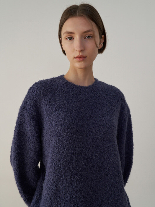 Boucle Loose Fit Pullover - Blue