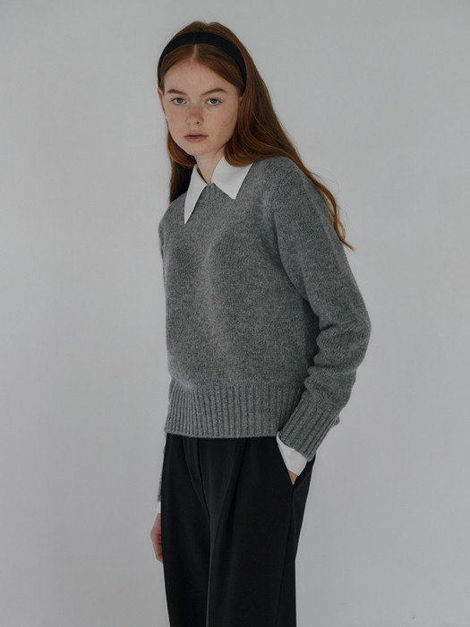 merino wool round knit - grey