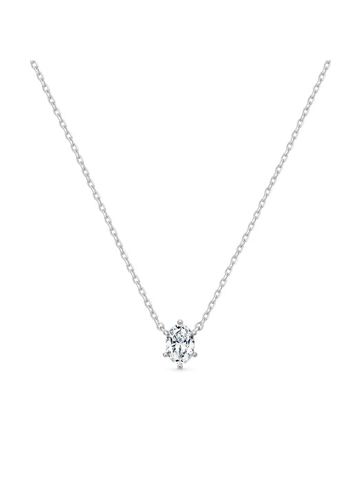 Solitaire oval necklace (white gold)
