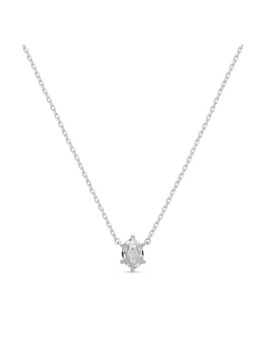 Solitaire oval necklace (white gold)