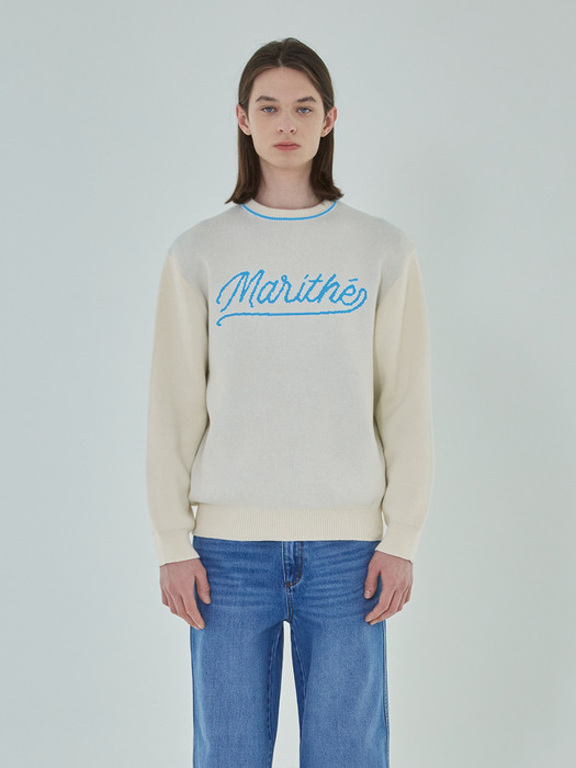 LETTERING KNIT PULLOVER ivory