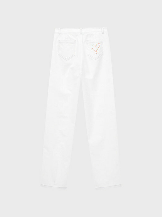 Heart Point Pocket Pants - White