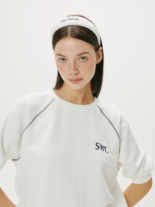 Embroidered Half-Sleeves Sweatshirt (OFF-WHITE)