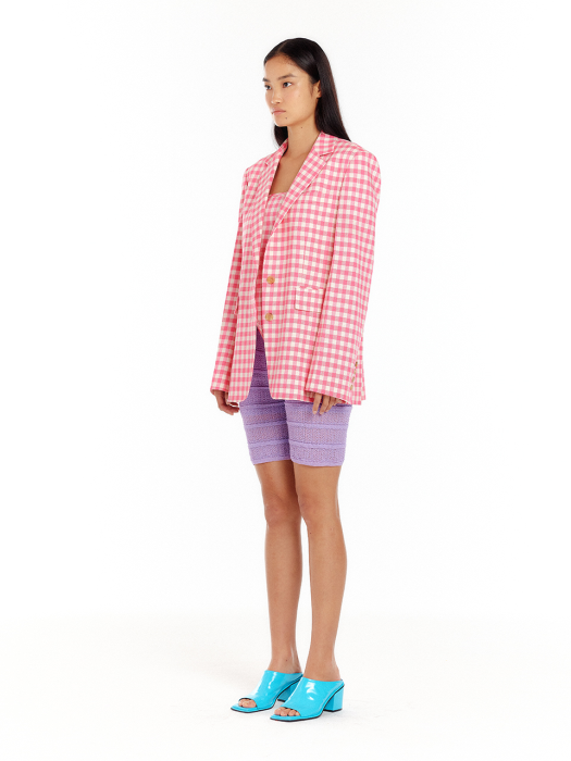 URBANDALE Single-Breasted Blazer - Pink Check