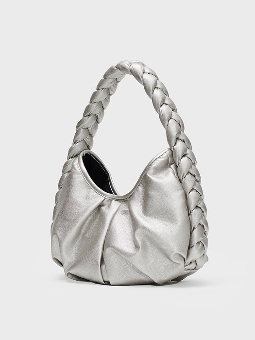 BRAID LEATHER BAG (SILVER)