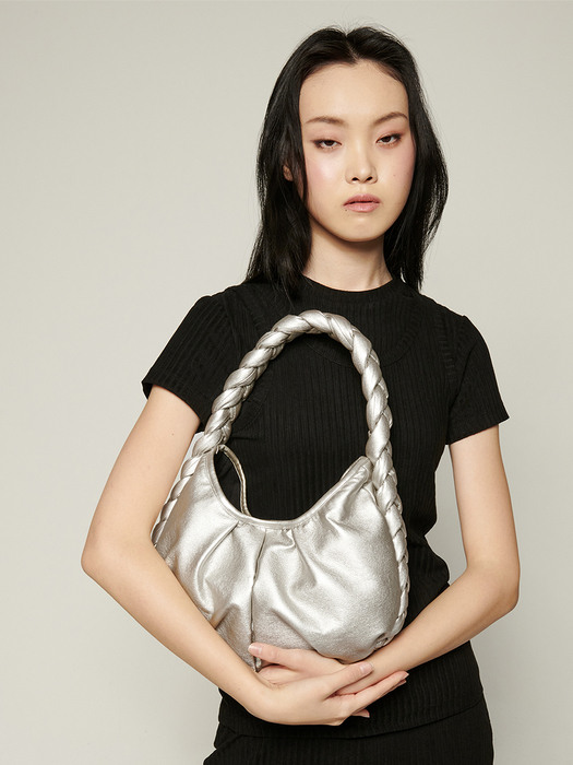 BRAID LEATHER BAG (SILVER)