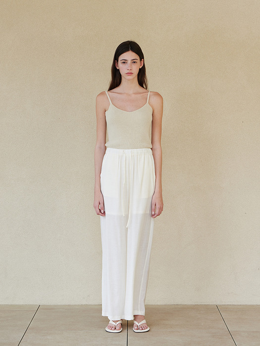 Pleated banding wide pants_IVORY
