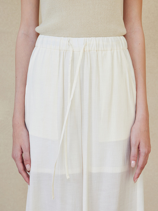 Pleated banding wide pants_IVORY