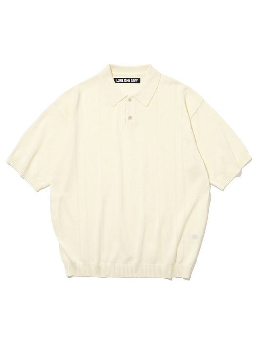 short sleeve polo knit cream