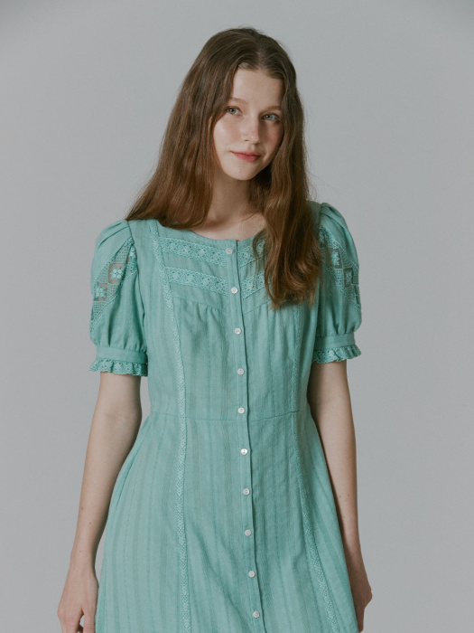 Camille Half Sleeve Long Dress_Mint