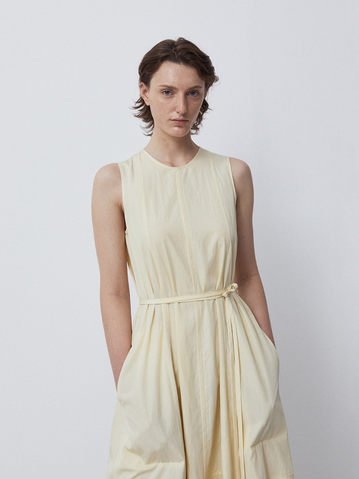 BELTED STRAP ONE-PIECE-LIGHT YELLOW