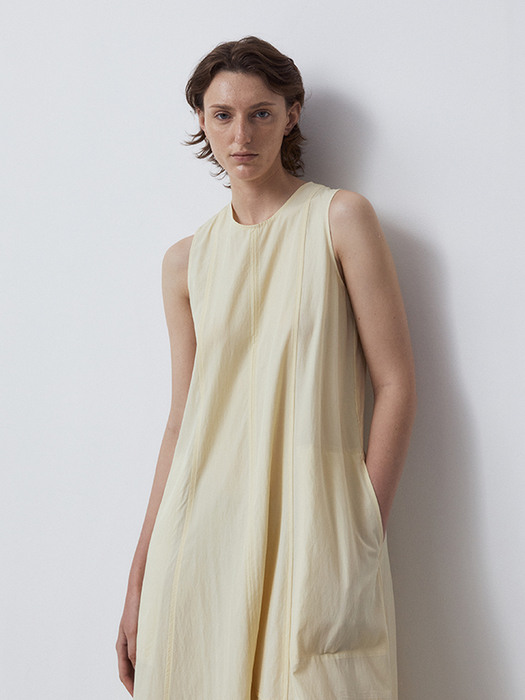 BELTED STRAP ONE-PIECE-LIGHT YELLOW