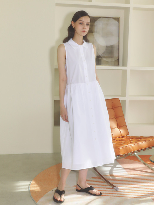 Sleeveless cotton dress_white