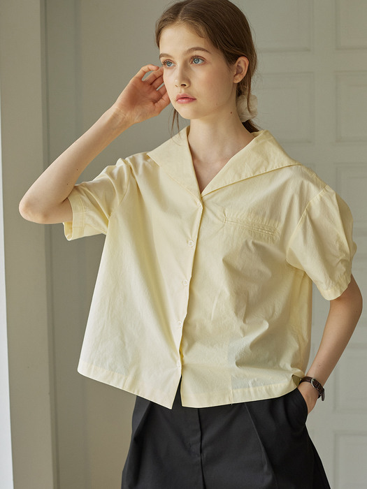 Marine Collar Half-sleeves Shirt 3 Color