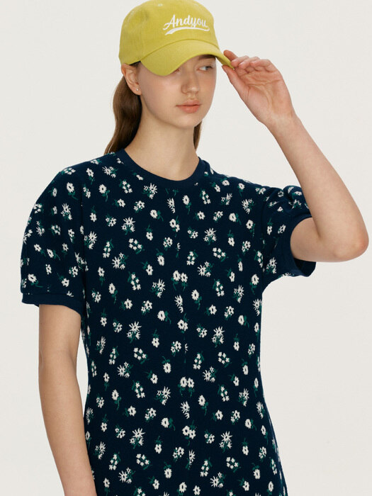 MAUNALUA Floral jacquard long dress (Navy)
