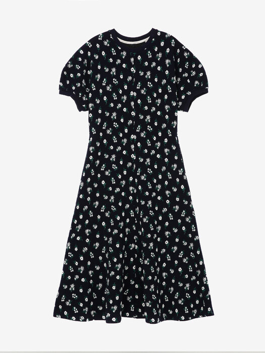 MAUNALUA Floral jacquard long dress (Navy)