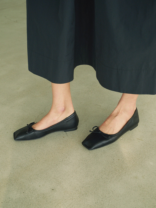 JUNE Square flat Shoe - 5color 1cm 스퀘어 보우 플랫슈즈