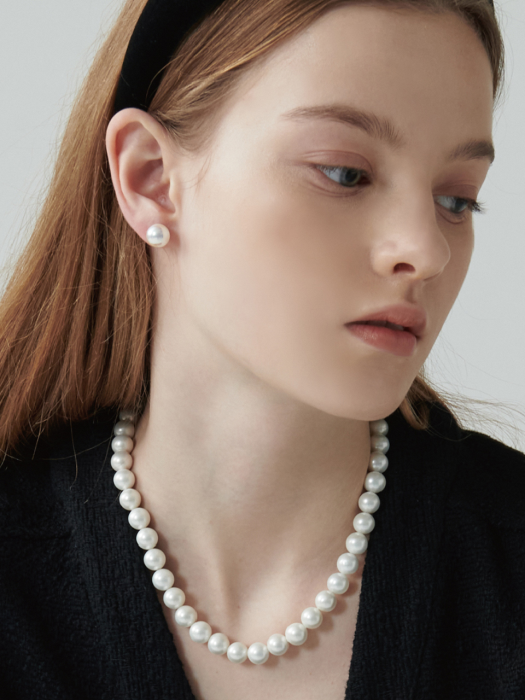 [단독][2SET] CRH777 Classic pearl necklace+earrings SET