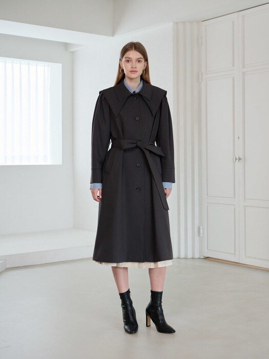 더블카라 트렌치코트 Double Collar Trench Coat_CHARCOL