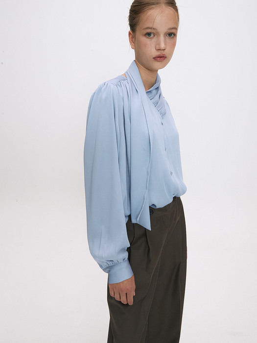 ONE TIE BLOUSE(SKYBLUE)