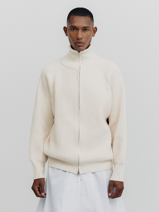 HIGHNECK ZIP UP KNIT OFFWHITE