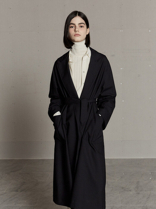 [SIGNATURE] RIVE Oversized Wool Trench Coat_Royal Navy
