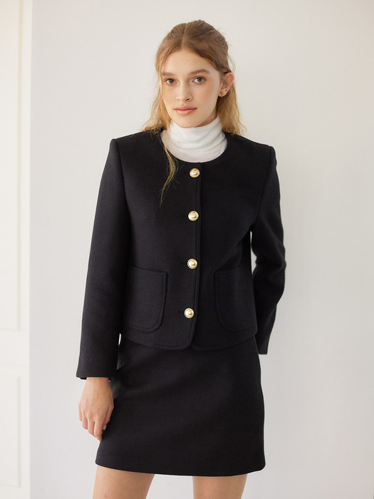 MARIE ROUND WOOL JACKET_BLACK