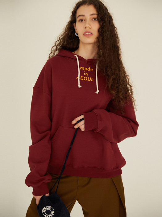  OVERSIZED MADE IN SEOUL HOODIE BURGUNDY