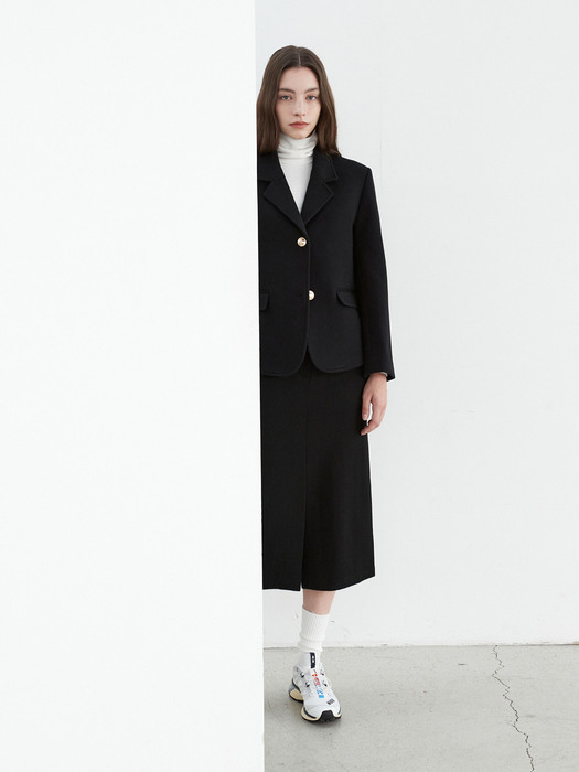 AD033 classic wool blazer jacket (black)
