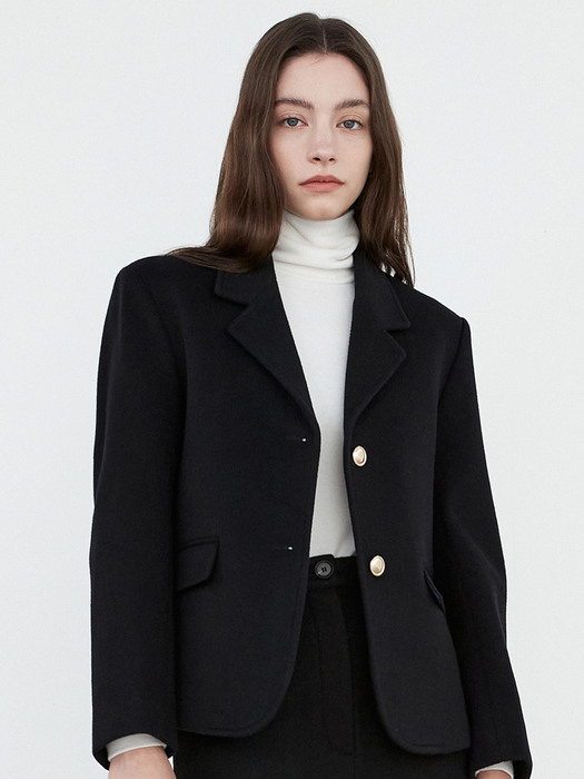AD033 classic wool blazer jacket (black)