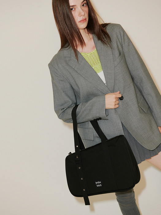 Slant large shoulder bag_black