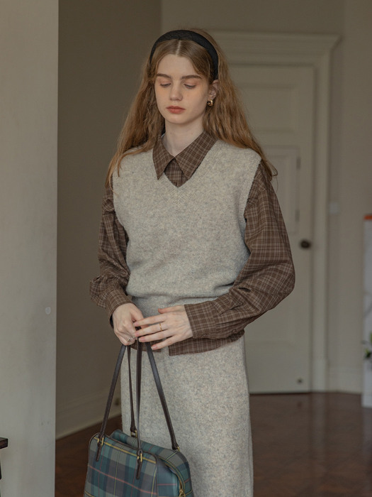 PAULA woolen knit vest_OATMEAL
