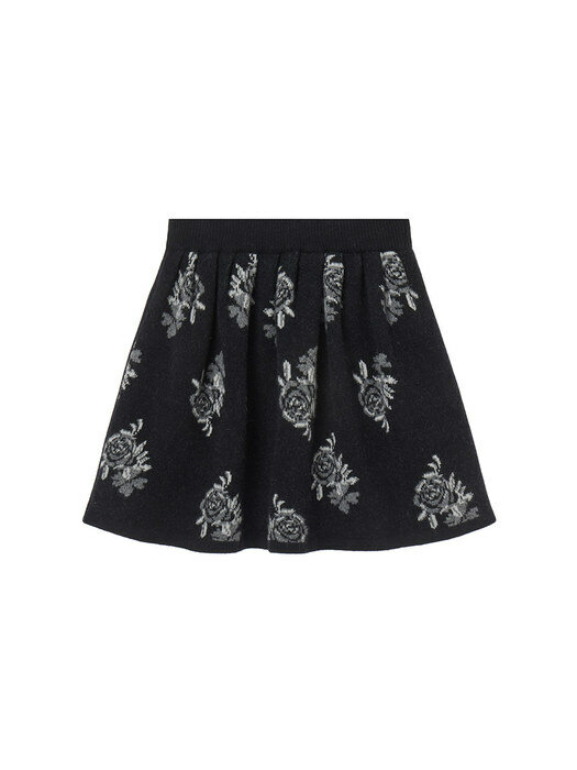 Monotone Rose Jacquard Knit Skirt VC229OKS019M